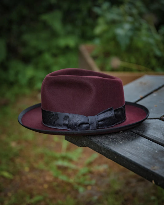 Bespoke Handmade Fedora - Special hat band-Red-Black