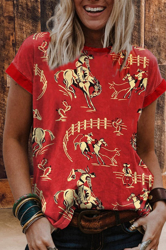 Vintage Mustang Print Short Sleeve T-shirt