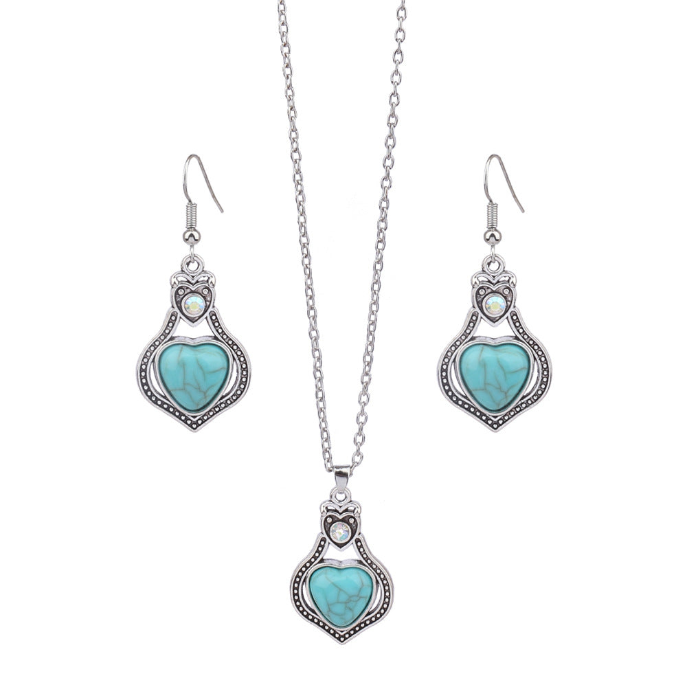 Women's Bohemian Flower Hollow Necklace Earring Set