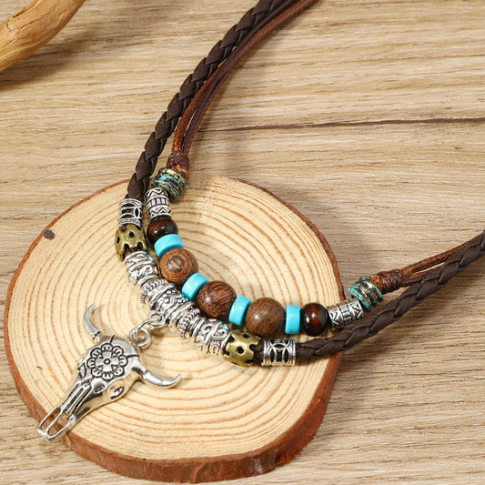 Women's Bohemian Bull Skull Necklace