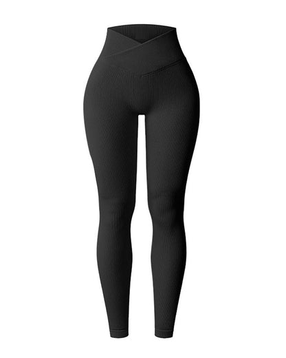 Cross-Waist Ribbed Yoga Pants