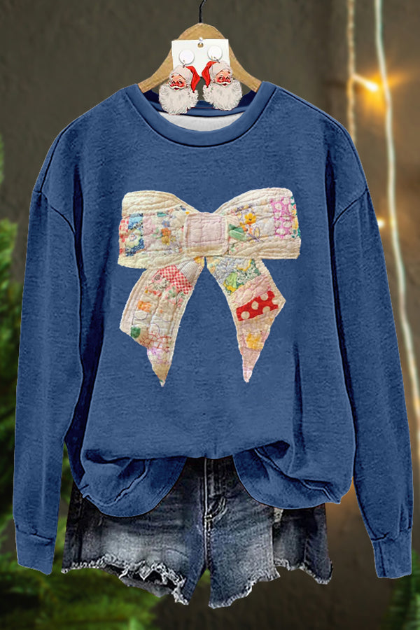 Sweet Bow Print Sweatshirt