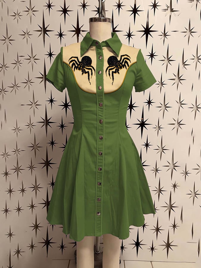 Women'S Spider Print Shirt Dress