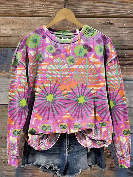 Abstract Floral Art Print Casual Sweatshirt