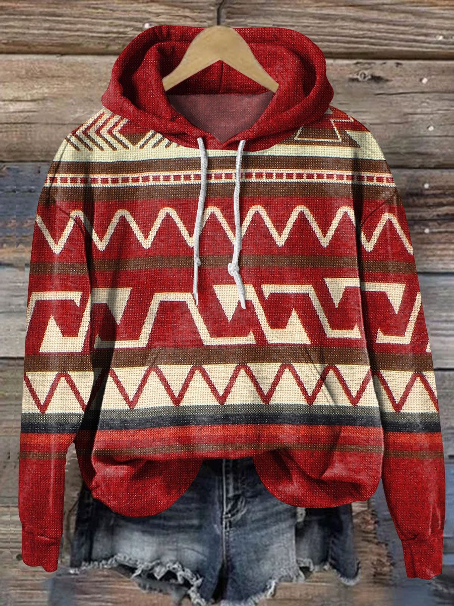 Aztec Art Print Casual Hoodie Sweatshirt