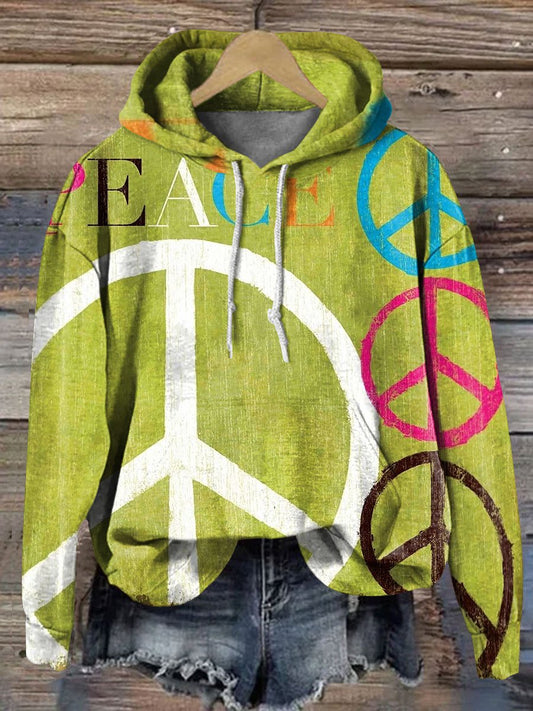 Peace Love Logo Art Casual Hoodie Sweatshirt