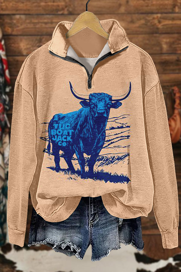 Vintage Western Longhorn Print Sweatshirt