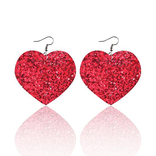 Valentine's Day Sequin Heart Pattern Earrings