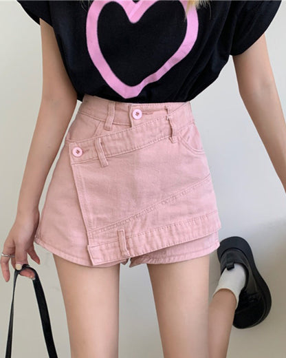 A-Line High-Waisted Denim Skirt