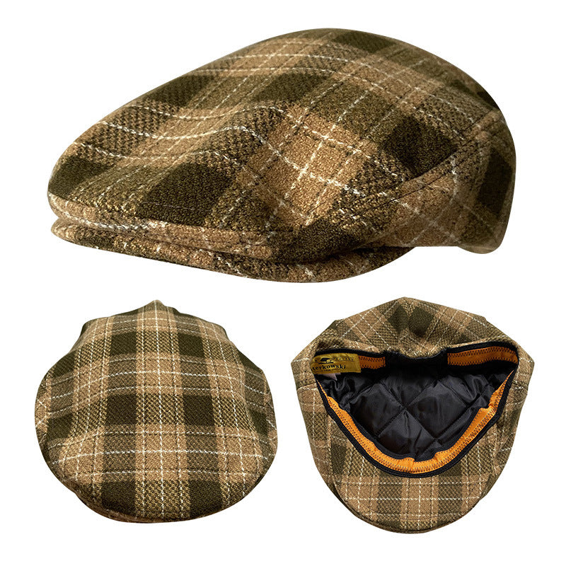 THE PEAKED Marl Flat Hat Oxford-Harris Tweed