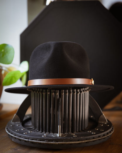 Bespoke Handmade Fedora - Leather hat band-Black