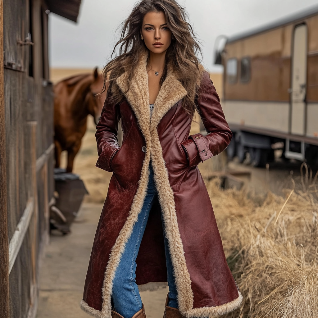 Denim Women's Western Retro Coat Plush Autumn And Winter Warm Coat