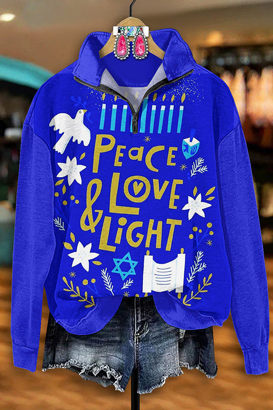 Pretty Hanukkah Print Zip-Up Sweatshirt