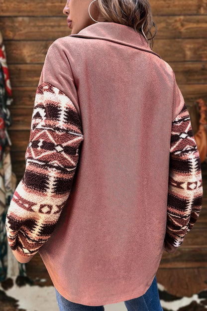 Retro Western Aztec Print Fleece Jacket