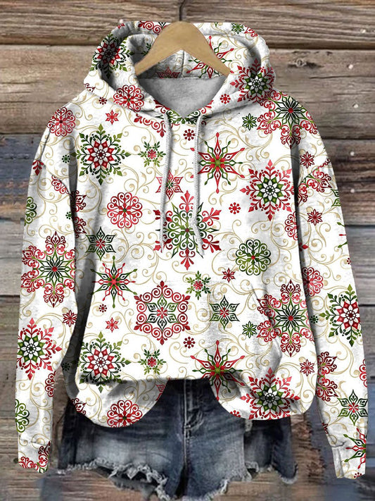 Vintage Snowflake Art Print Casual Sweatshirt