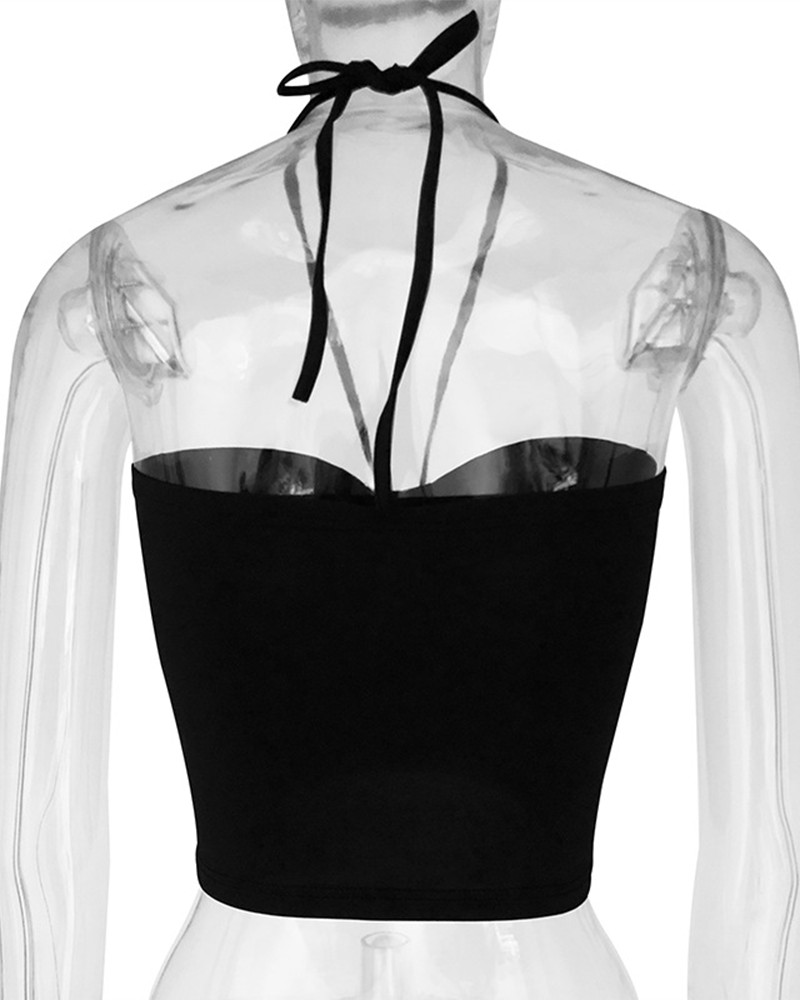 Tied Neck-Hanging Backless Top