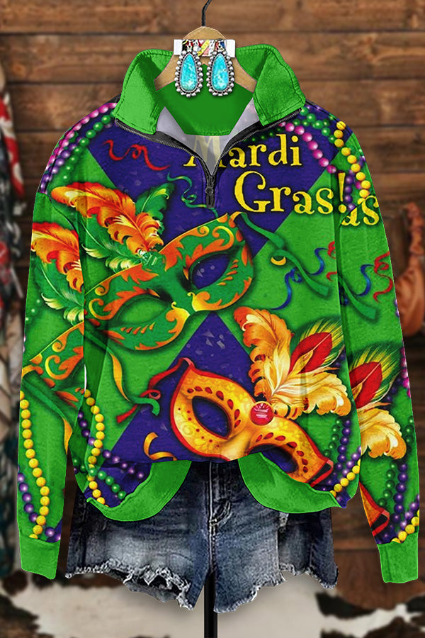 Vintage Mardi Gras Print Sweatshirt