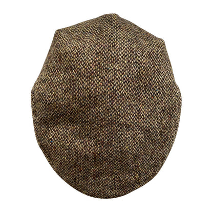 THE PEAKED Marl Flat Hat Particles-Harris Tweed