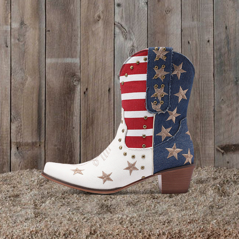 Striped Star Studded Boots