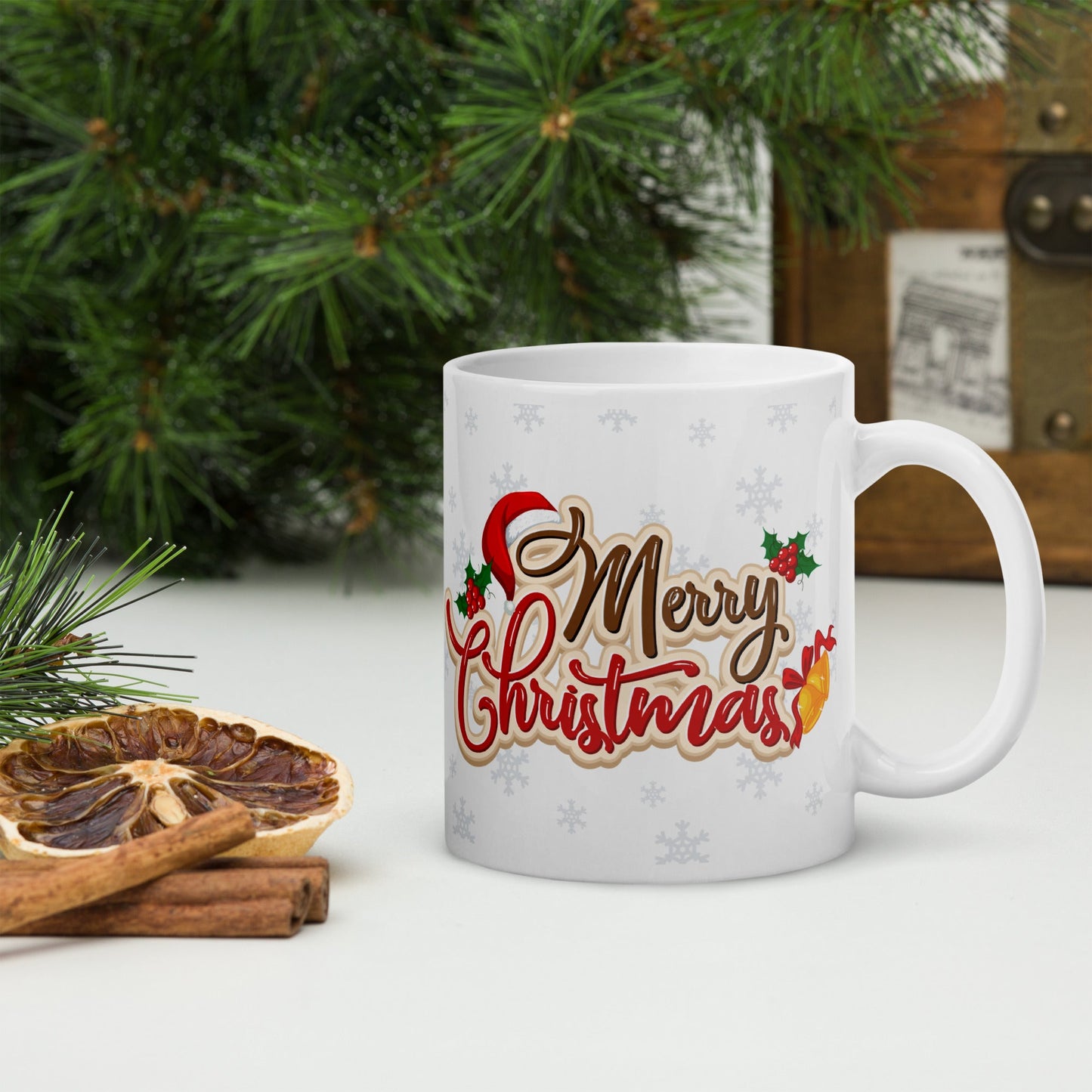 Merry Christmas Highland White Glossy Mug