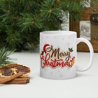 Merry Christmas Highland White Glossy Mug