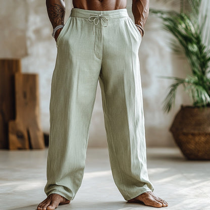 Men's Linen Straight Wide Leg Casual Pants