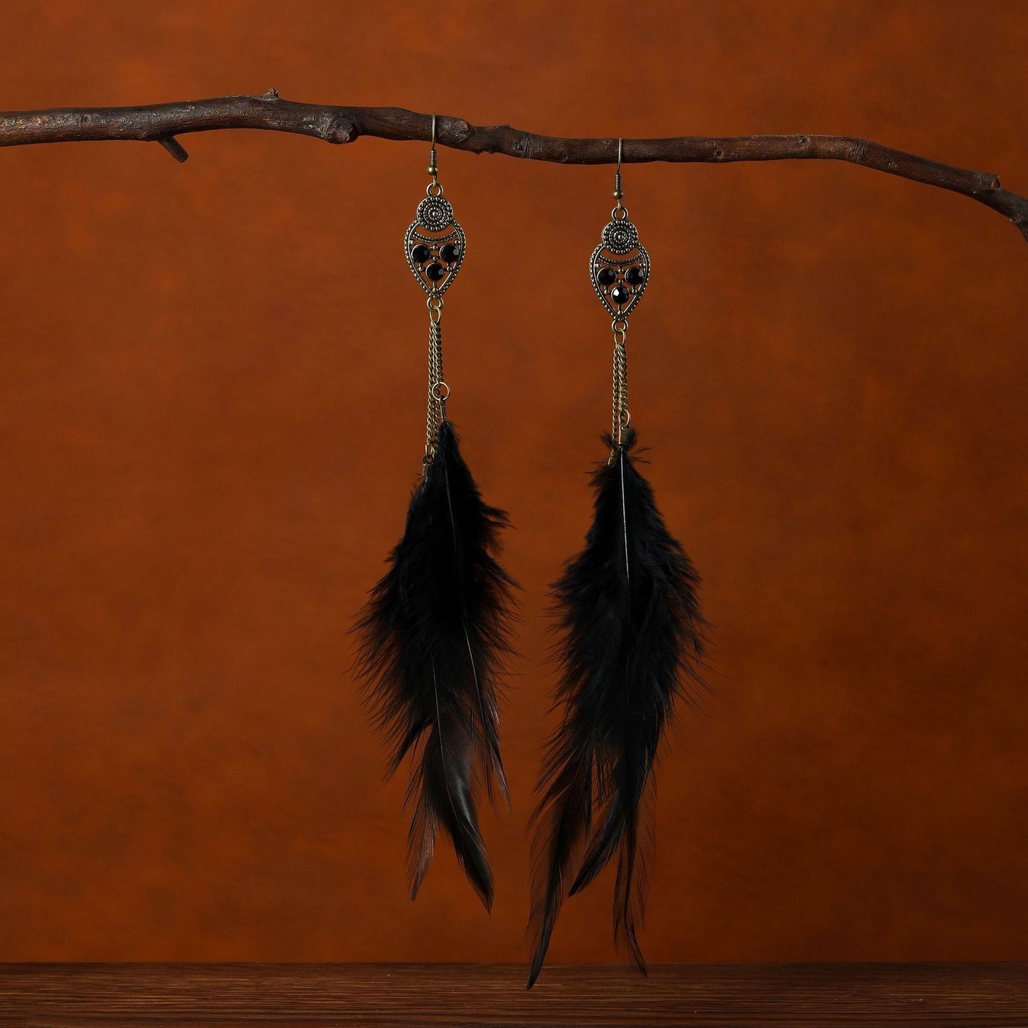 Bohemian Long Feather Tassel Handmade Earrings