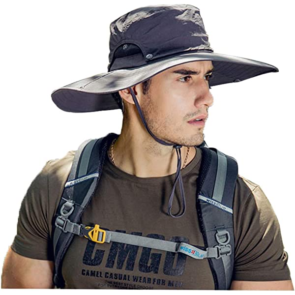 Wide Brim Sun Hat for Men Women, Sun Hat with UV Protection UPF 50+ for Fishing Hiking Safari Camping Garden Outdoor Travel Green