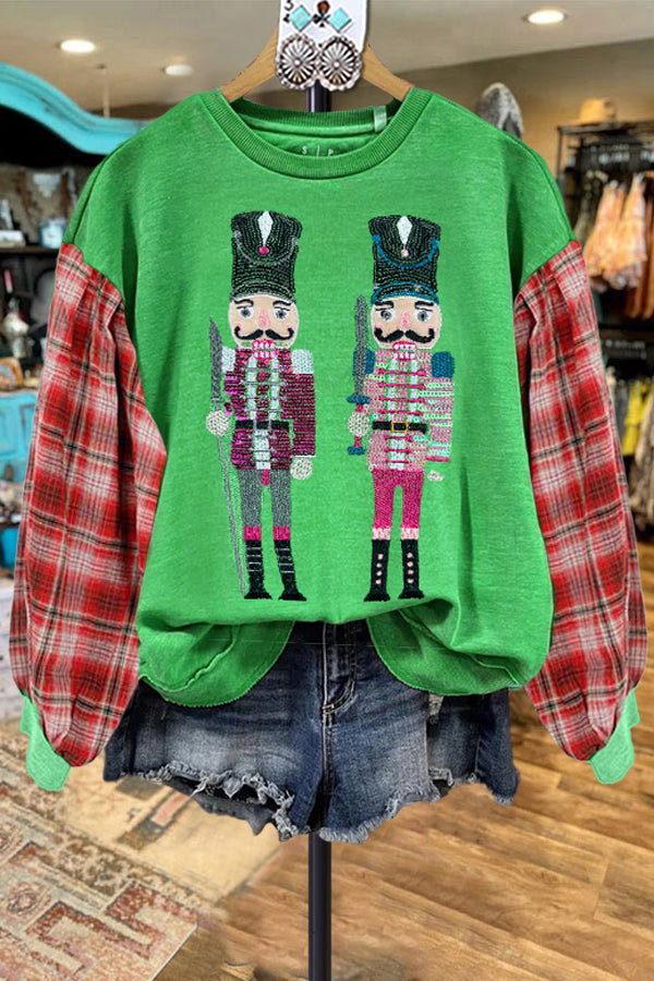 Classic Plaid Contrast Nutcracker Sweatshirt