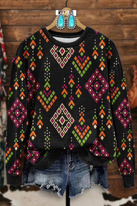 Vintage Western Aztec Print Sweatshirt