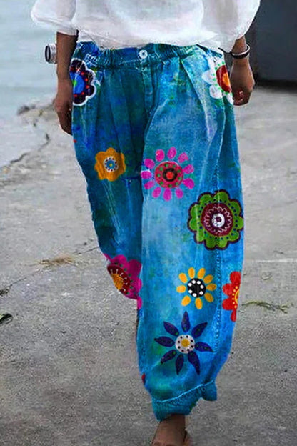 Bohemian Floral Printed Oversized Harem Pants