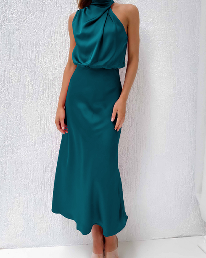 Elegant Satin Sleeveless Dress