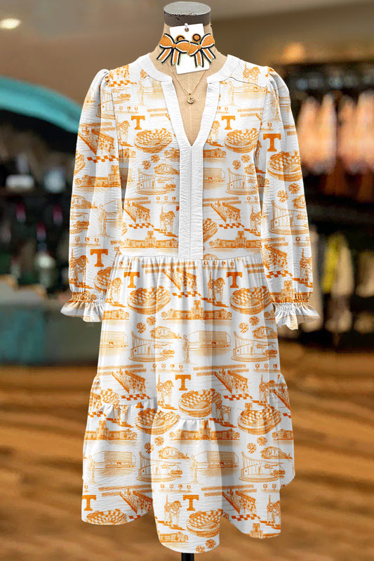 Classic Tennessee Print Textured Dress