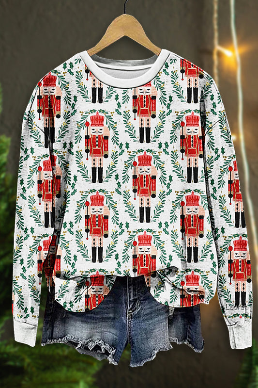 Cute Nutcracker Green Leaf Print Sweatshirt