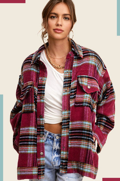 Hailee Plaid Shacket Jacket choice of colors