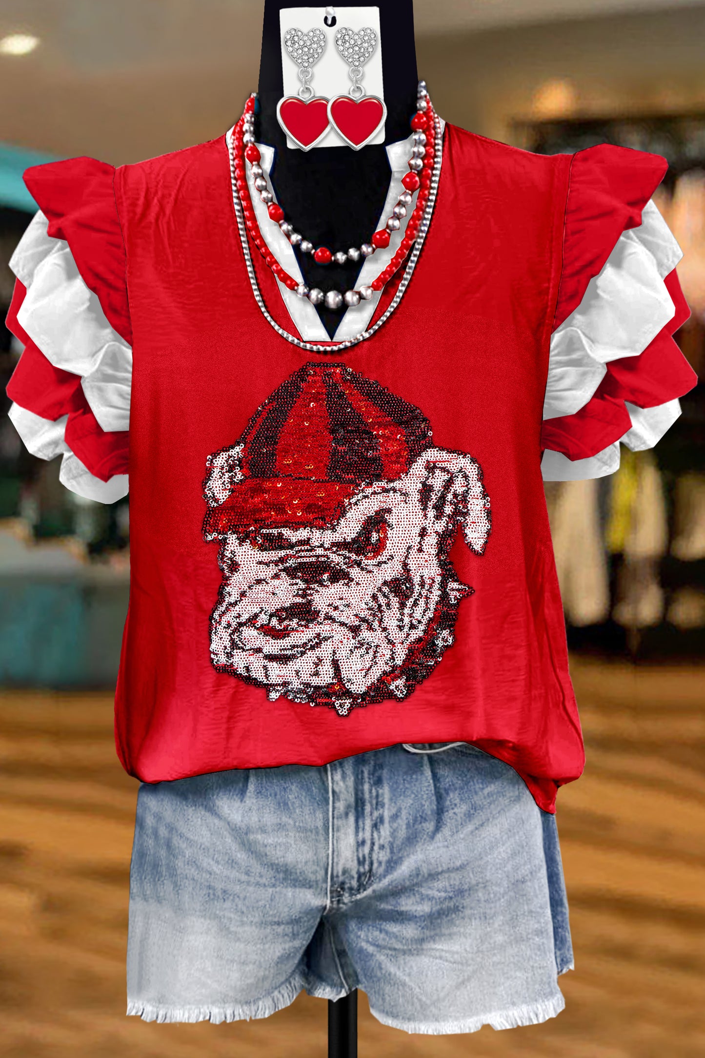 Classic Georgia Bulldog Print Blouse