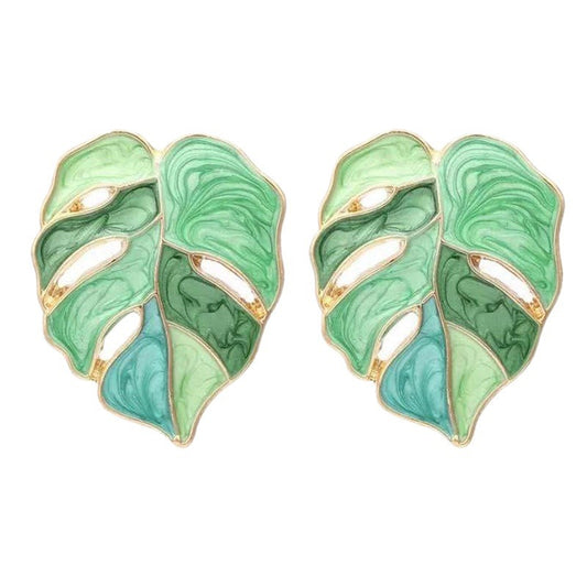 Fashionable Metal Leaf Geometric Hollow Earrings