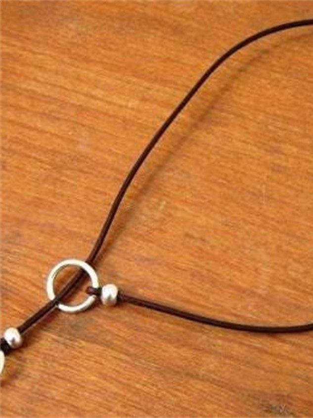 Bohemian Geometric Circle Leather Cord Bead Adjustable Necklace