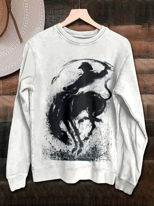 Cowboy Western Print Casual Sweatshirt