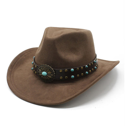 Men's Vintage Western Cowboy Hat Suede Knight British Felt Hat