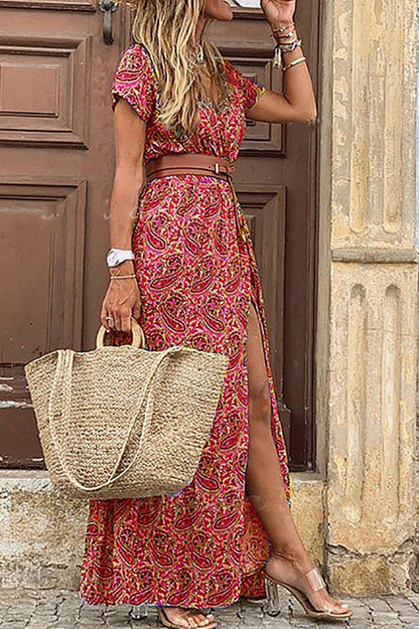 Boho Style Sleeveless Print Maxi Dress