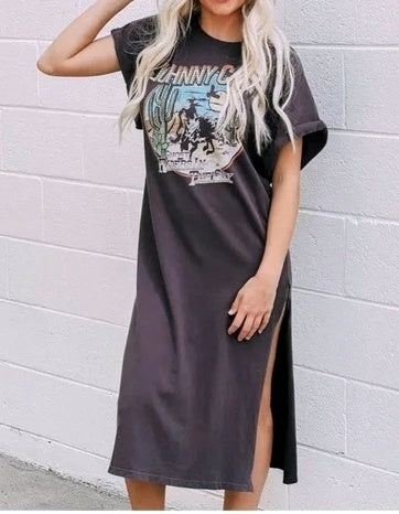 Retro Rider Long Shirt Dress