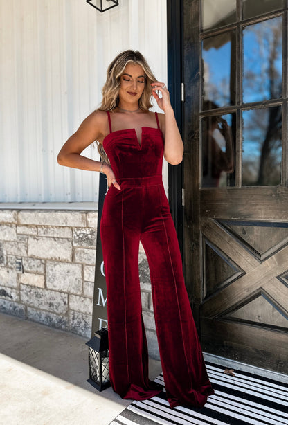 Sangria Velvet Jumpsuit