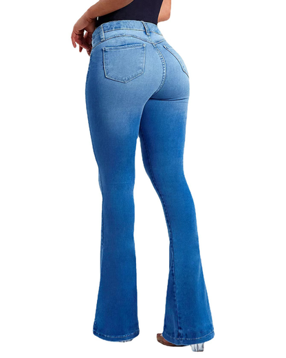 Women'S High Waist Slim Stretch Flared Jeans