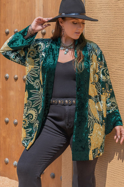 Rumours Velvet Bohemian Style Long Sleeve Cardigan