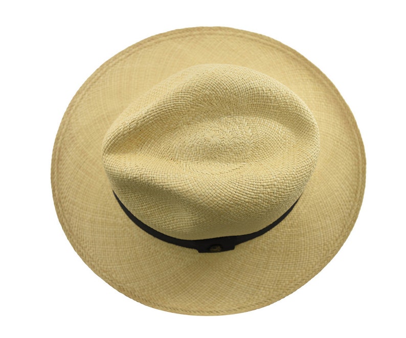 Genuine Panama Hat - Customizable Band Color - Classic Summer Fedora - Natural Toquilla Straw - Handwoven in Ecuador - EA - HatBox Included