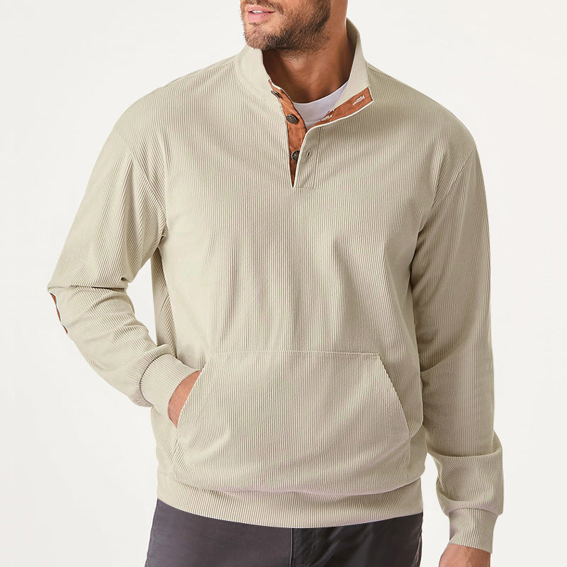 Solid Corduroy Button Up Sweatshirt