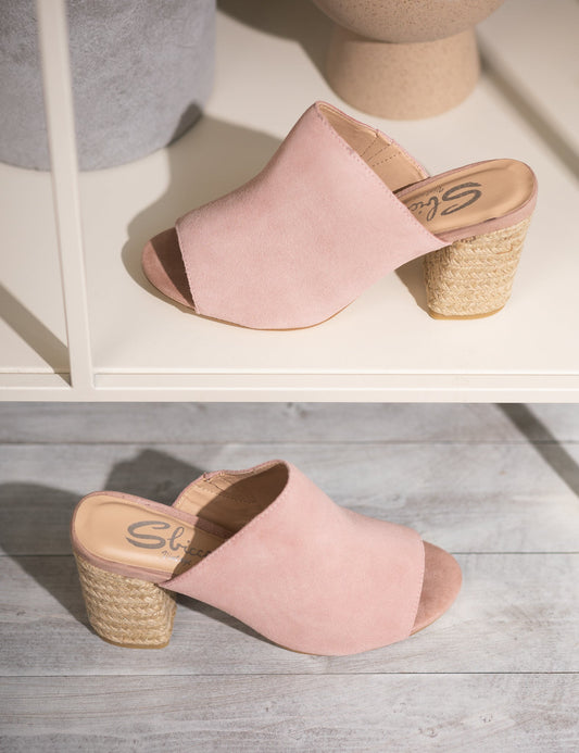 Sbicca Helena Heeled Sandal in Blush Suede