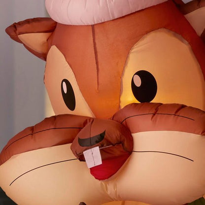 Christmas-6 5 ft animated inflatable nom nom chipmunk with acorn