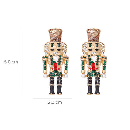 Christmas Nutcracker Soldier Rhinestone Earrings